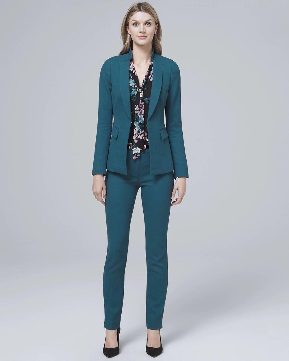 Floral-Print Tie-Neck Blouse