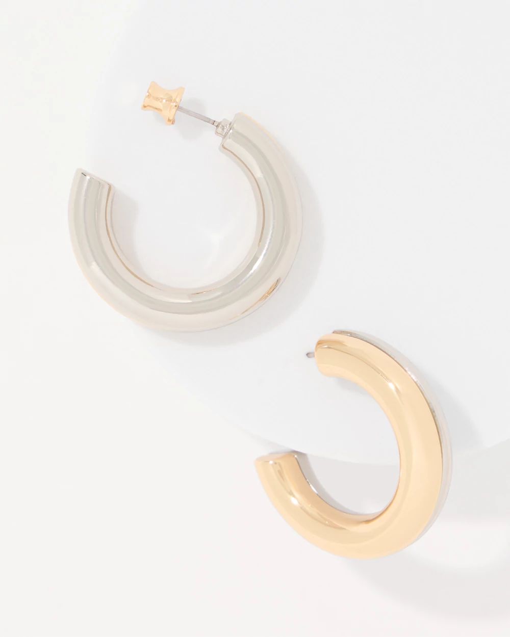 Mixed Metal Front to Back Hoop Earrings click to view larger image.