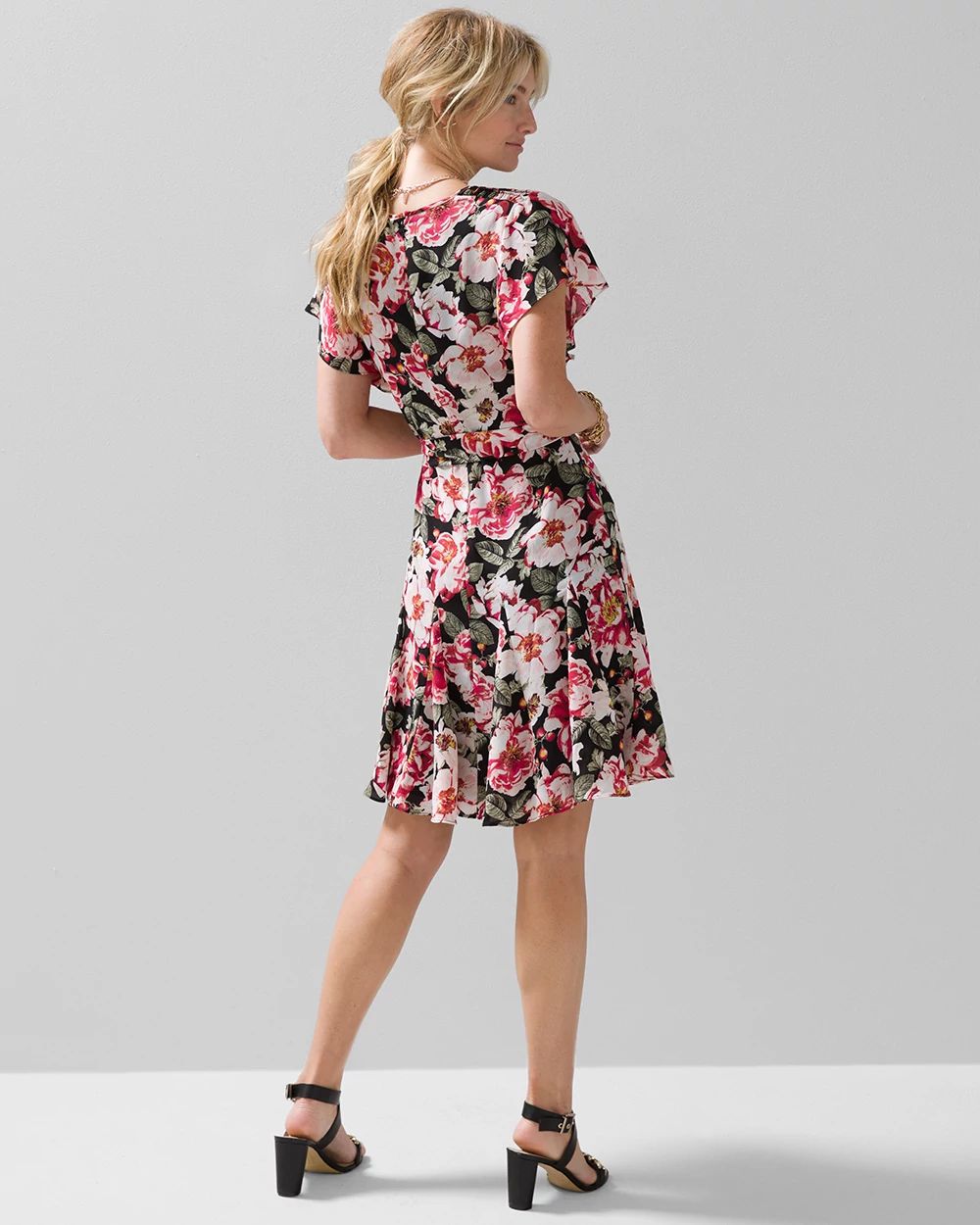 Floral Godet Pleat Dress