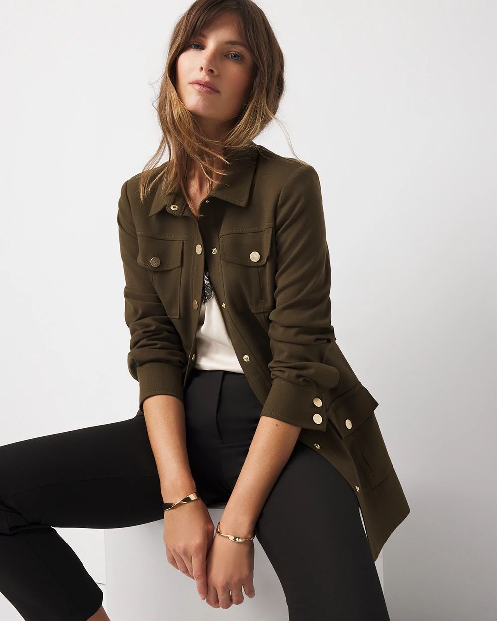 Twill Belted Utility Shacket click to view larger image.