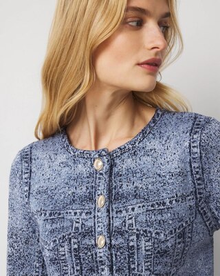 Denim Print Cardigan click to view larger image.