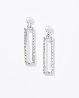 Silver Pave Crystal Linear Earrings