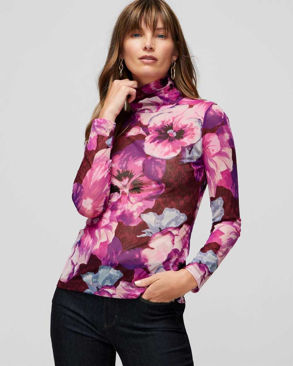 Long Sleeve Mesh Turtleneck