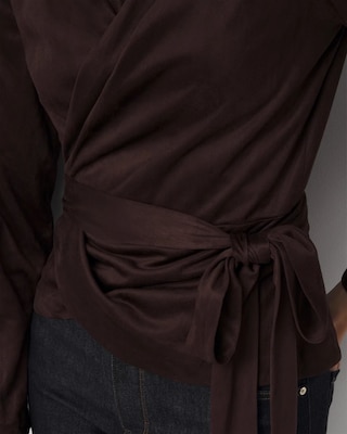 Faux Suede Wrap Blouse click to view larger image.