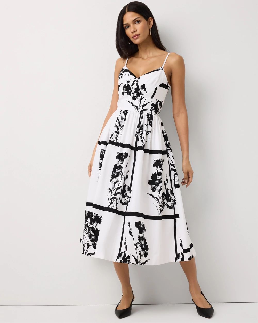 Petite Pleated V-neck Midi Dress