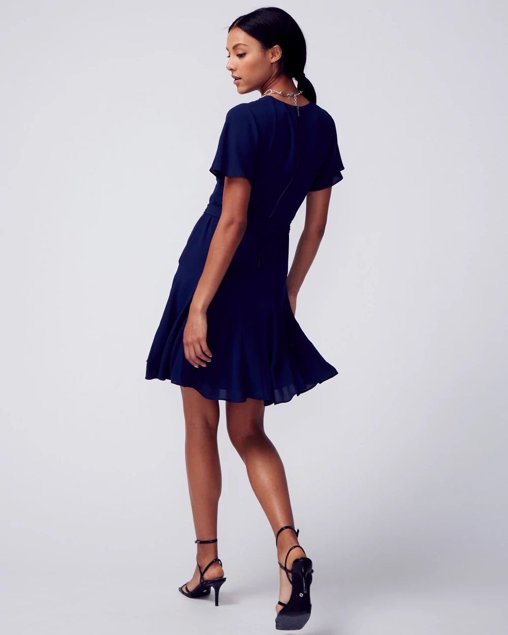 Flutter Sleeve Godet Dress