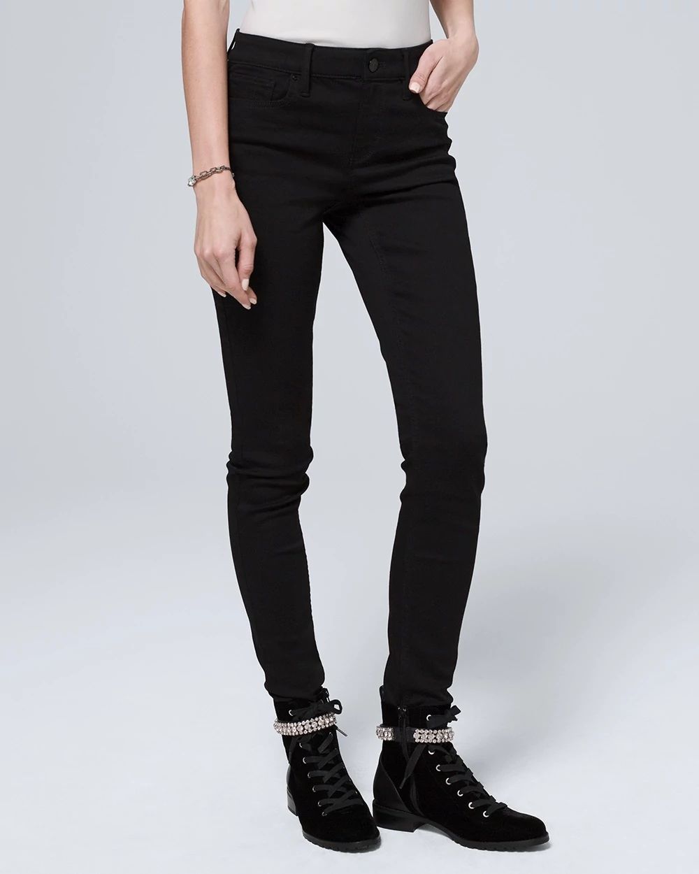 35th Anniversary Embroidered Mid-Rise Skinny Jeans