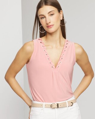 Matte Jersey Lace Notch Neck Tank