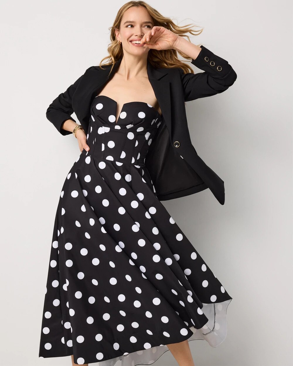 Strapless Fit + Flare Midi Dress - image 2