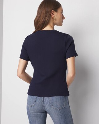 WHBM® FORME Ribbed Stretch Button Shoulder Tee click to view larger image.