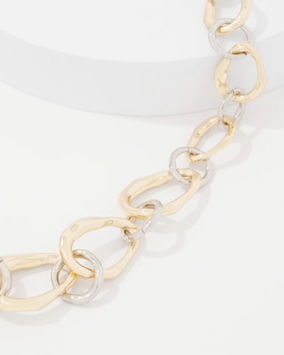 Silver + Gold Sculptural Statement Necklace click to view larger image.