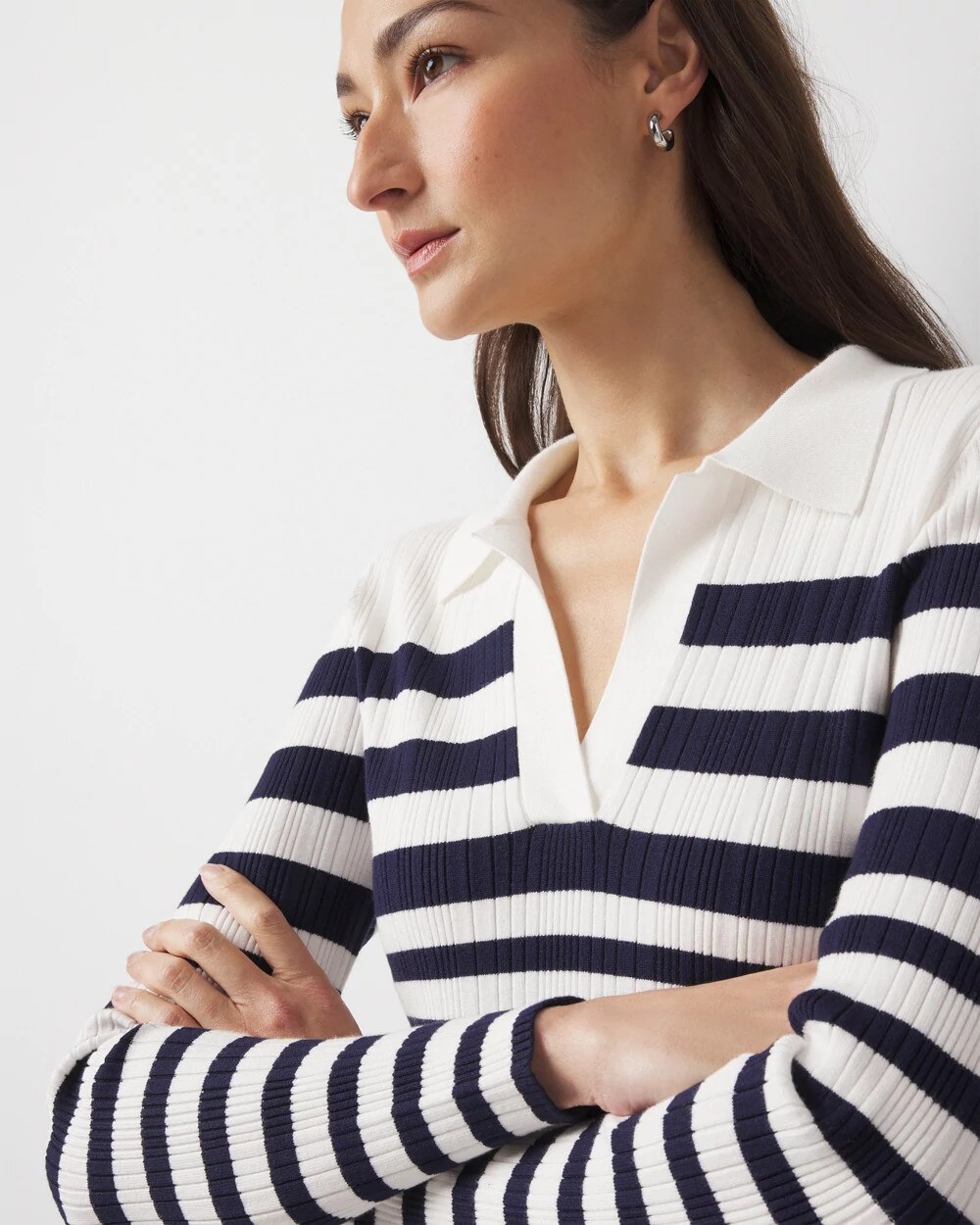 Ribbed Collar Pullover Sweater - image 3