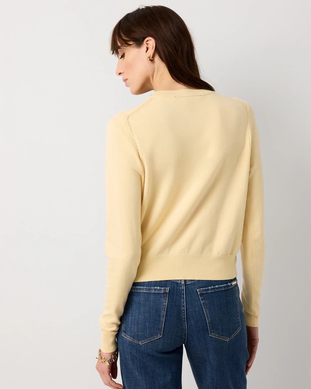 Crewneck Button-Front Cardigan