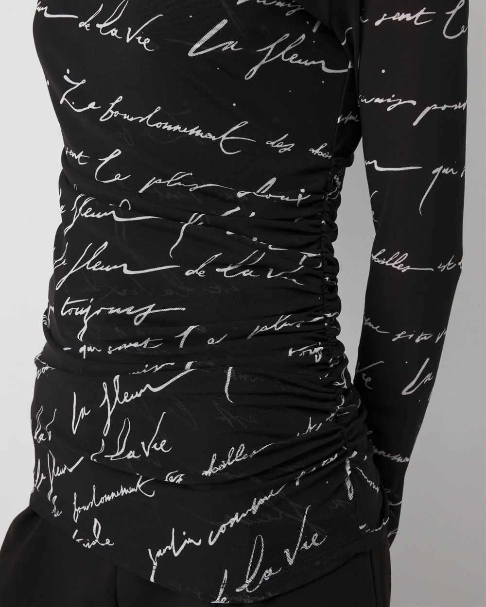 Ruched Mesh Long Sleeve Top click to view larger image.