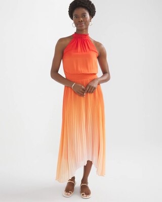 Pleated Halter Midi Dress