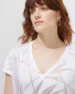 Outlet WHBM Short Sleeve Burnout V-Neck Tee
