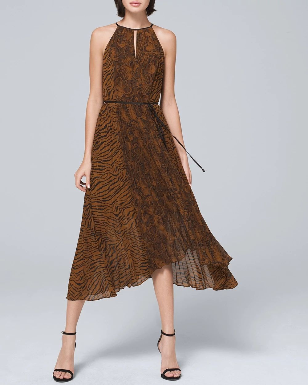 Animal print pleated dress hot sale
