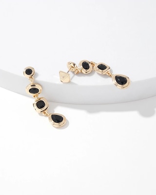 Gold + Black Linear Glass Earrings