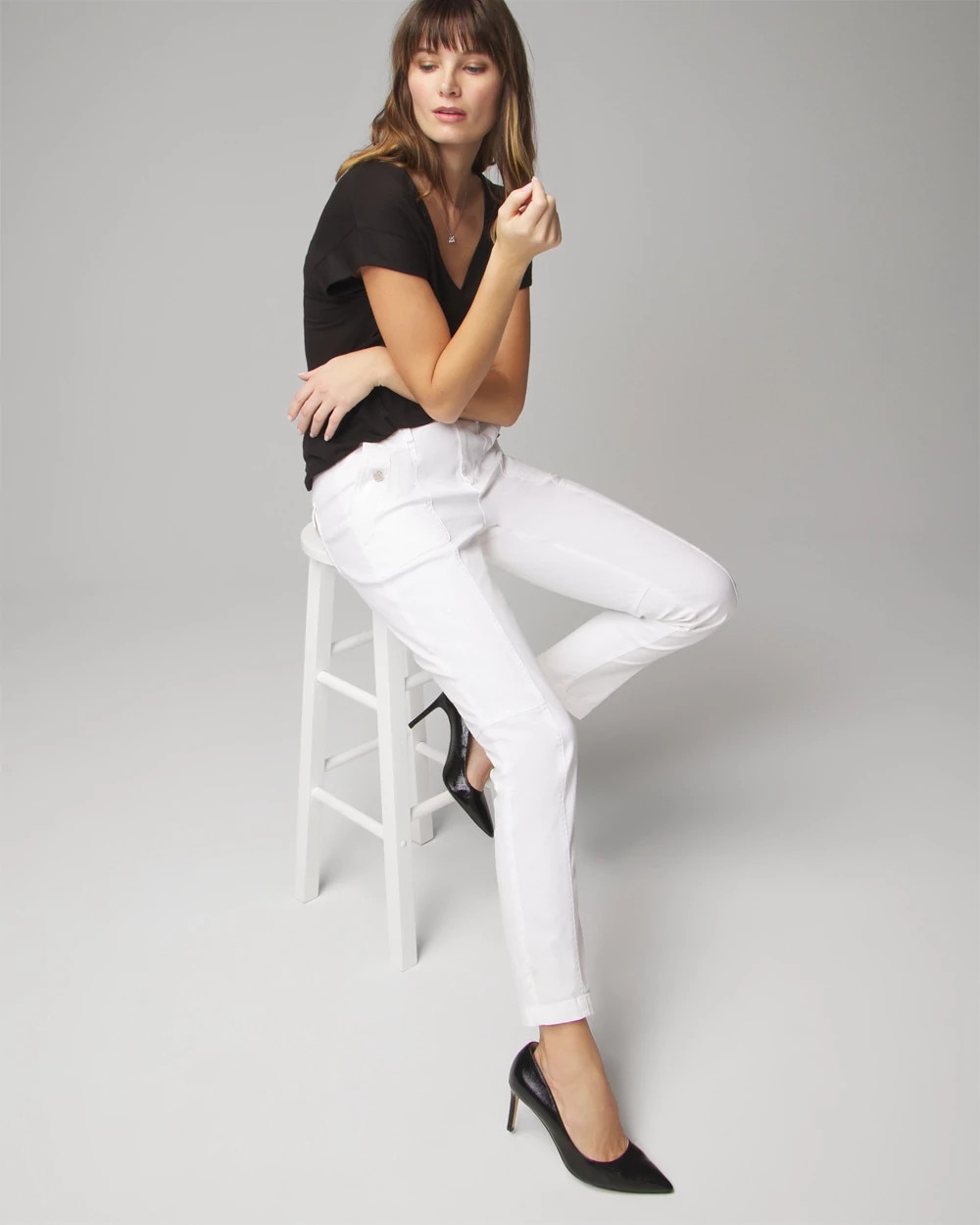 Sarla Ankle Pant in White – XCVI