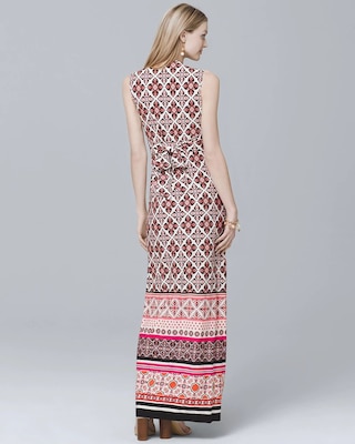 Twist-Detail Printed Knit Maxi Dress