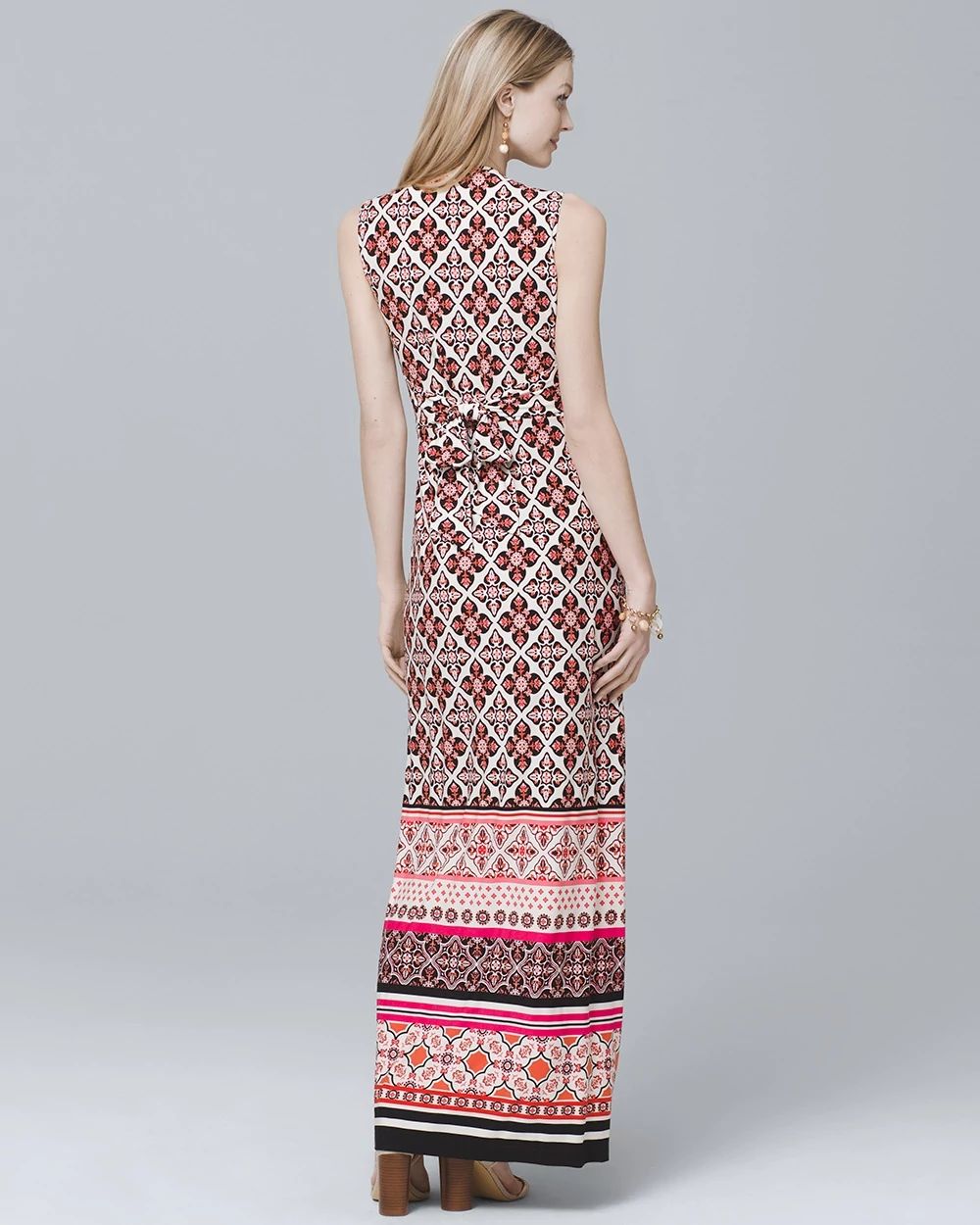 Twist-Detail Printed Knit Maxi Dress
