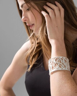 Silver Pave Cuff Bracelet