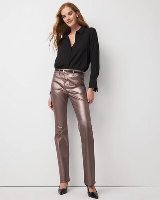 High Rise Metallic Coated Bootcut Jean