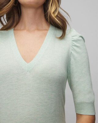 Cashmere Blend Puff Sleeve Sweater