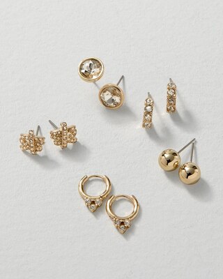 Goldtone & Crystal 5-Pack Earrings
