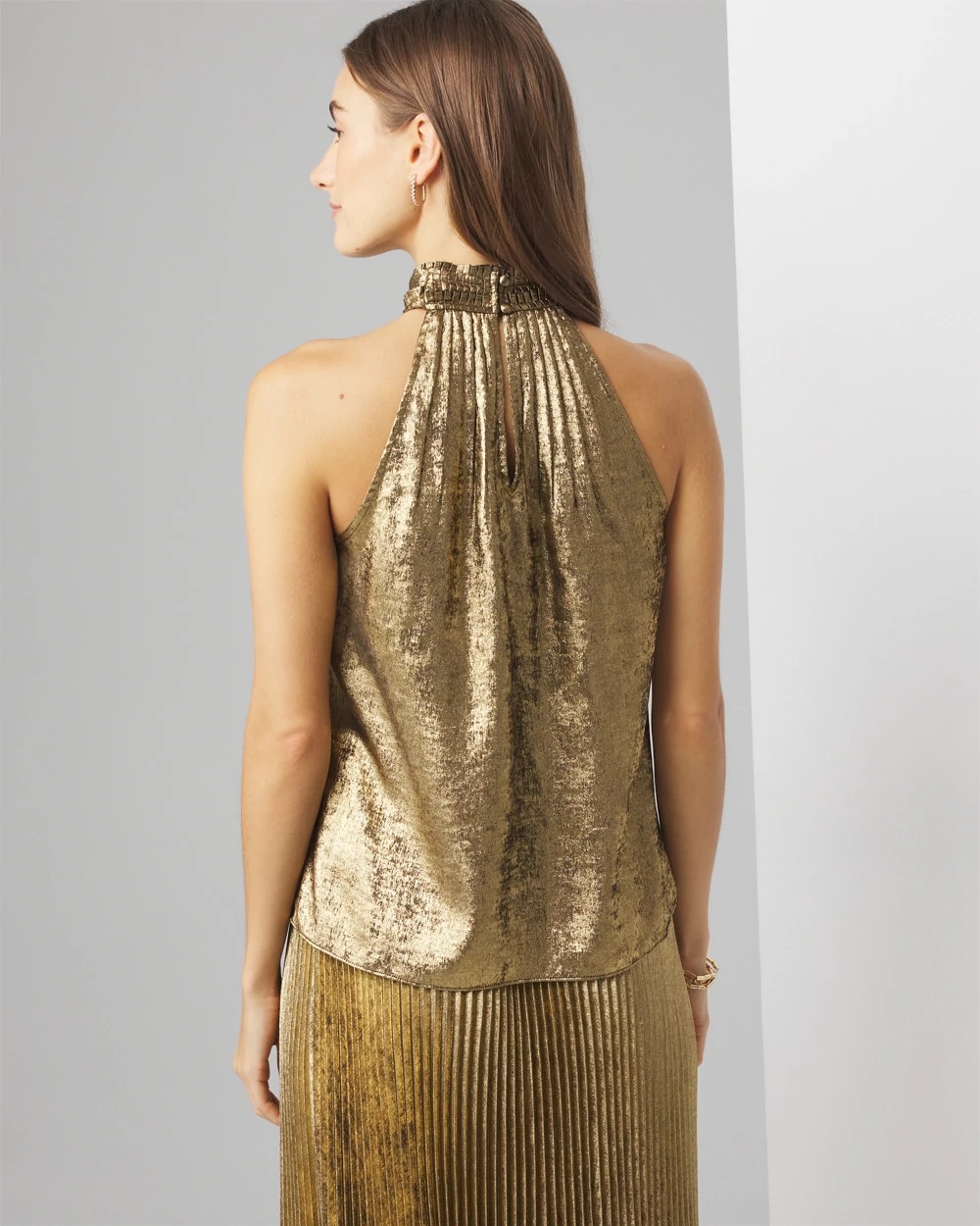 Halter Pleated Shell Top