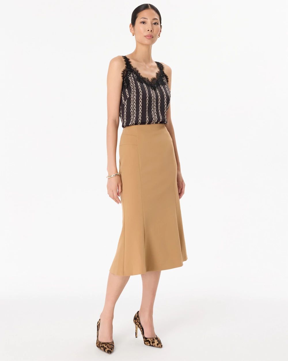 Luxe Stretch Trumpet Midi Skirt