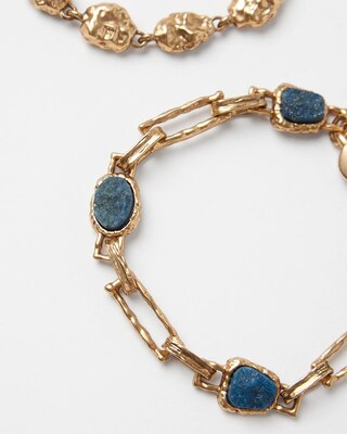Goldtone and Blue Bracelet 2 Pack