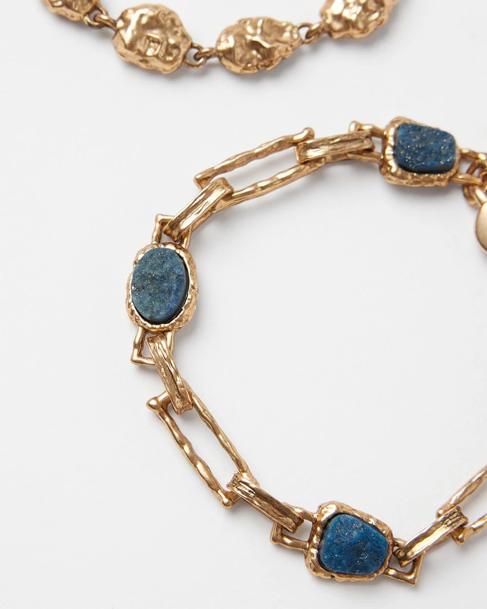 Goldtone and Blue Bracelet 2 Pack
