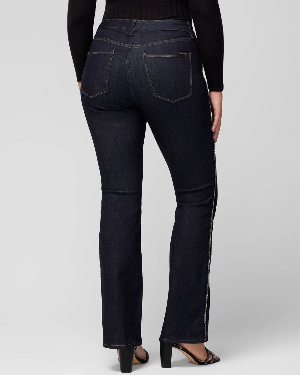 Curvy High Rise Sculpt Embellished Flare Jeans click to view larger image.