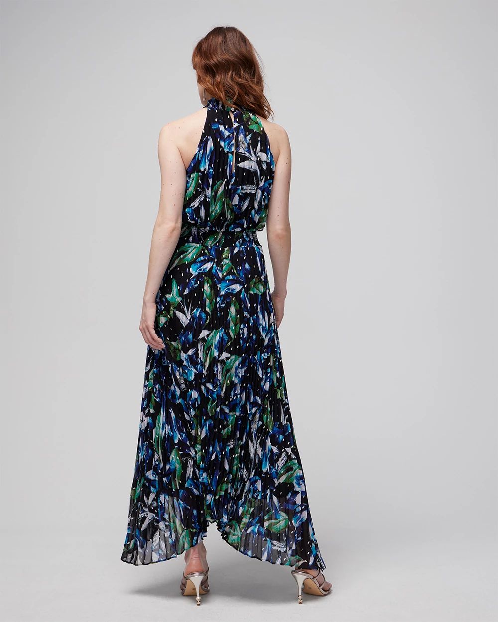 Pleated Halter Midi Dress