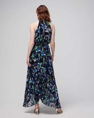 Pleated Halter Midi Dress