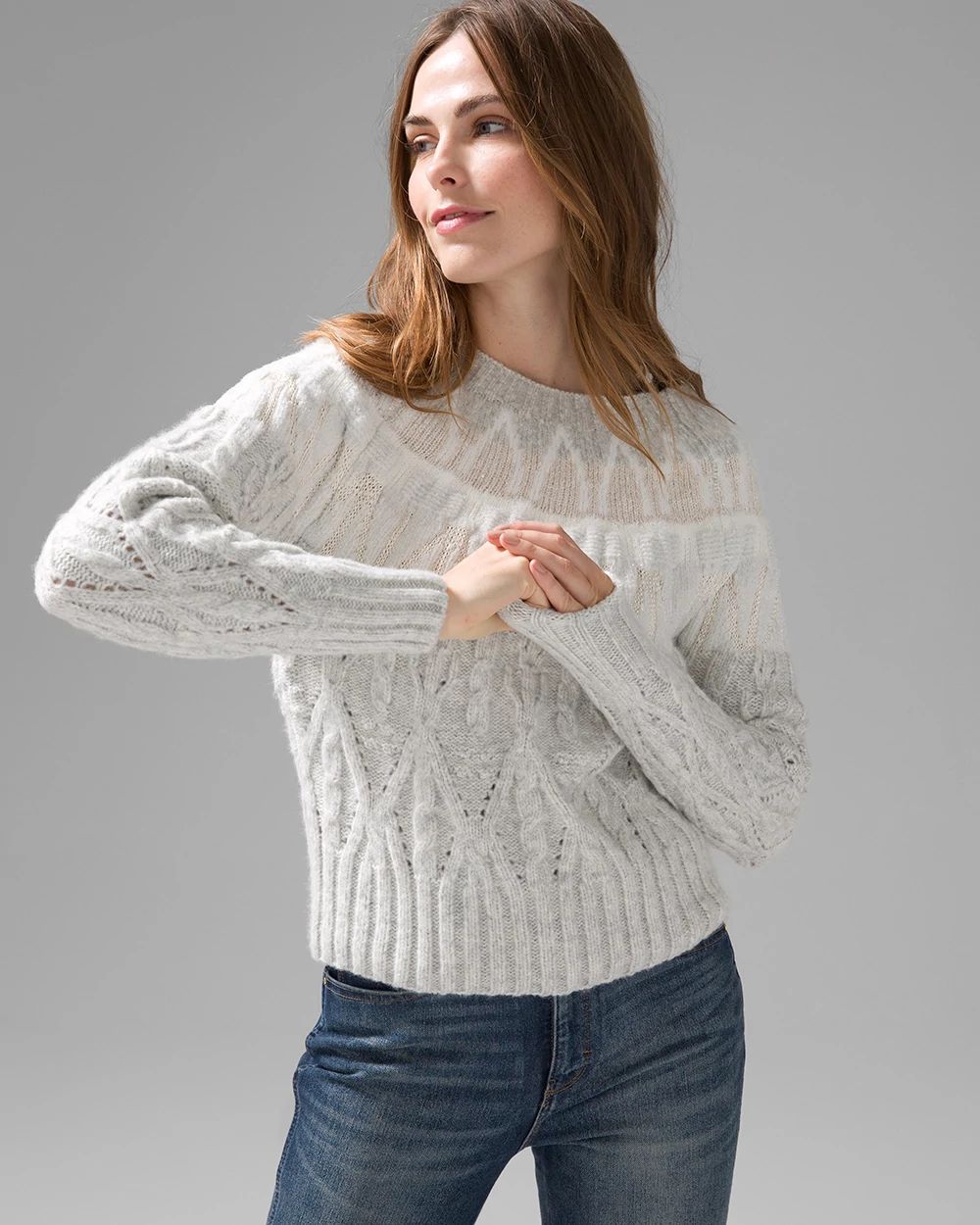 Cable Knit & Lurex Bateau Sweater