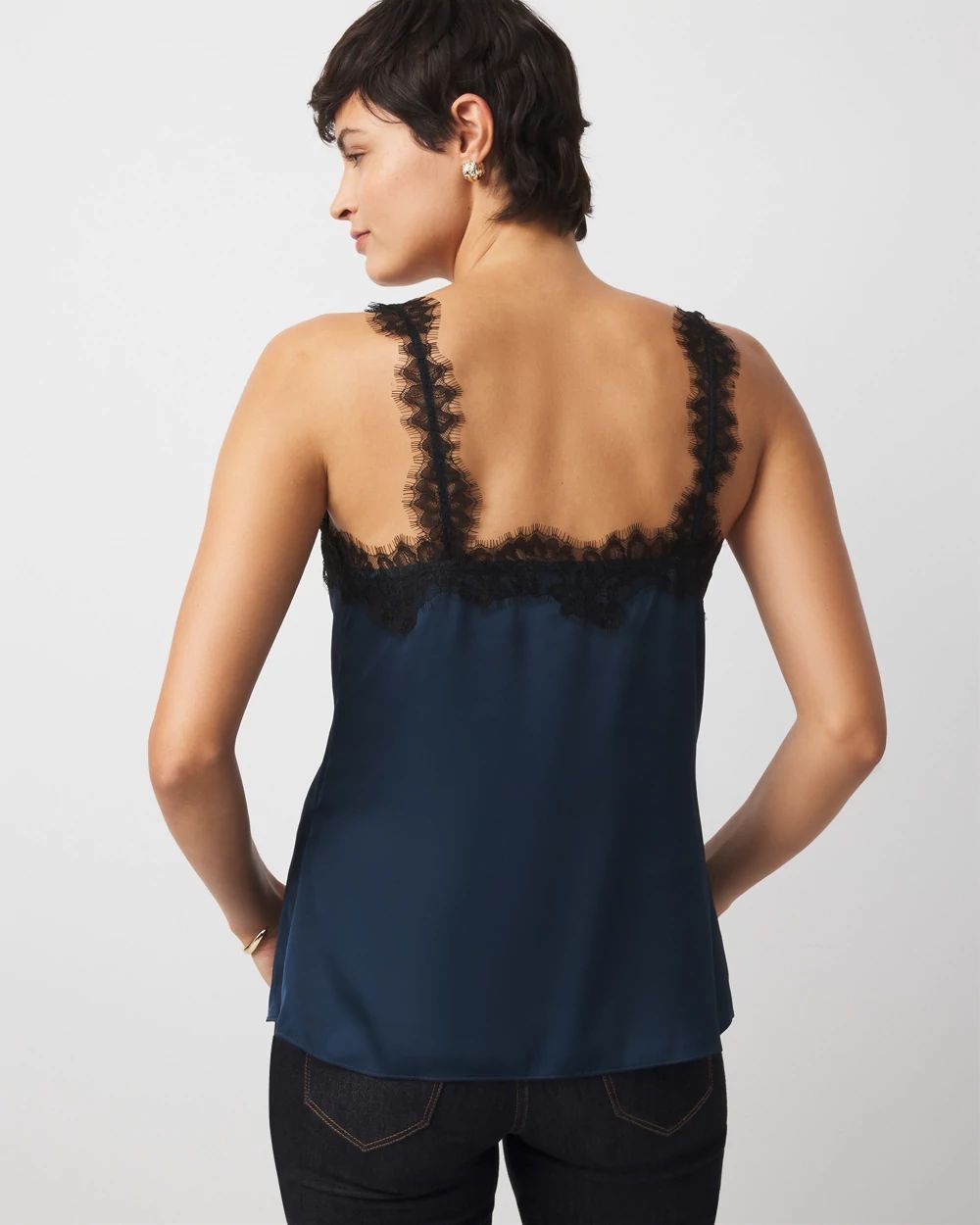 Lace Trimmed Satin Camisole click to view larger image.