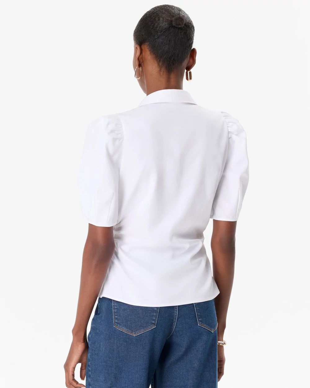 Puff Sleeve Twill Shirt click to view larger image.
