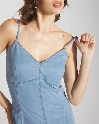 Chain Detail Denim Maxi Dress click to view larger image.