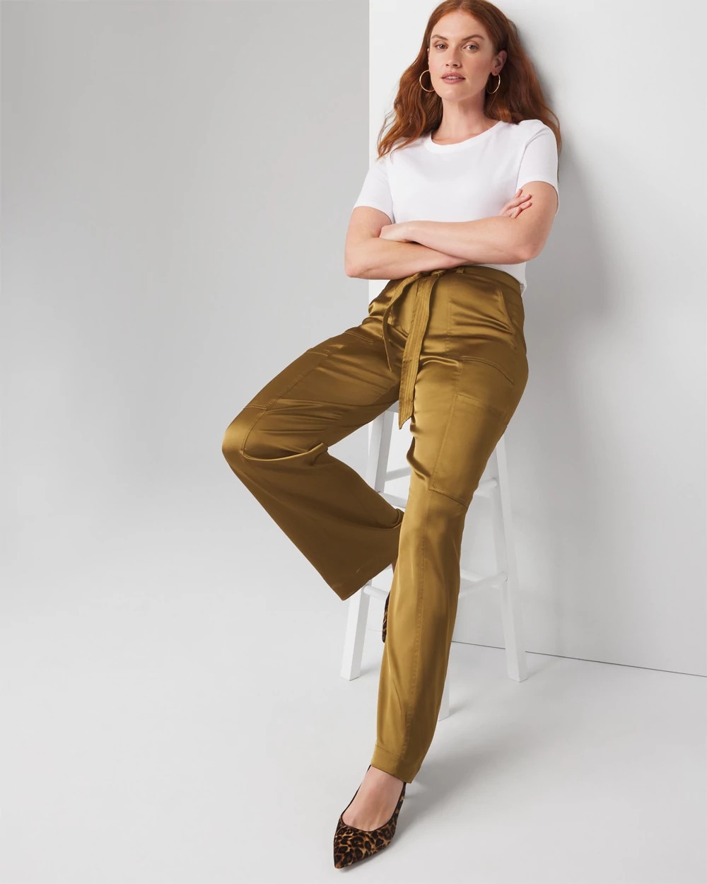 Curvy Belted Utility Wide Leg Trouser