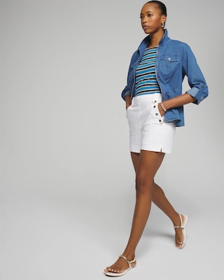 Outlet WHBM Pull On Button Detail Shorts click to view larger image.