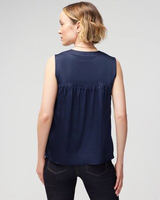 Sleeveless Topstitch Shell Top