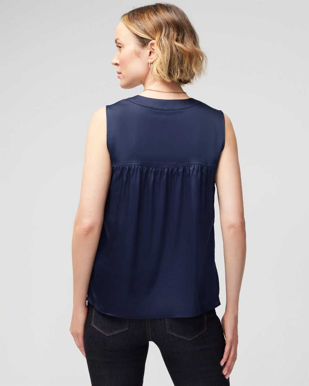 Sleeveless Topstitch Shell Top click to view larger image.