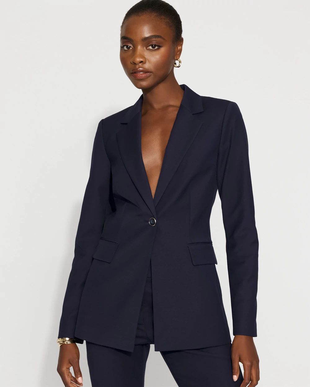 Belted One-Button Blazer in Comfort Stretch