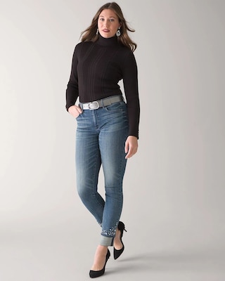 Curvy High-Rise Everyday Soft Denim™ Crystal Cuff Slim Jeans click to view larger image.