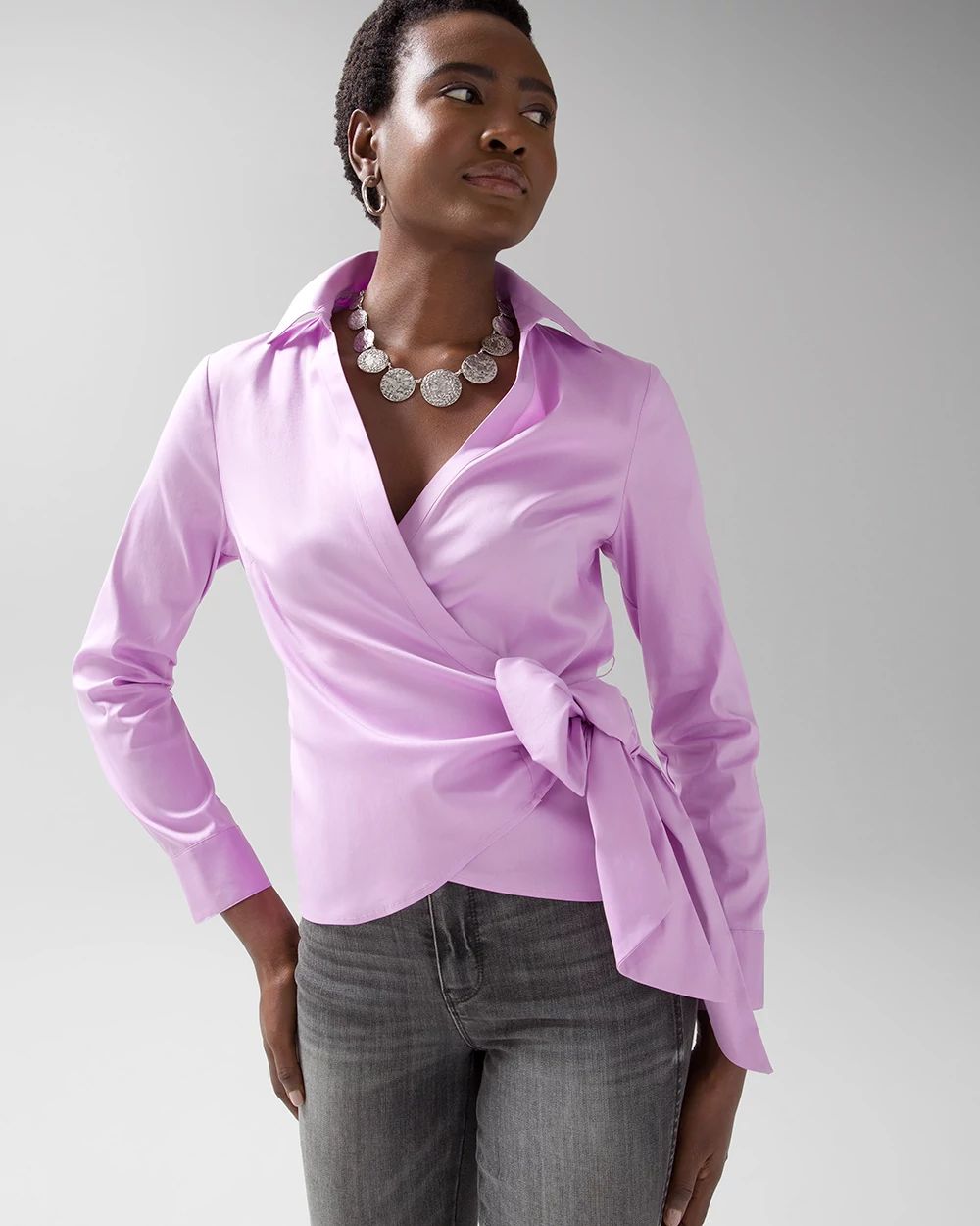 Tie-Waist Poplin Shirt