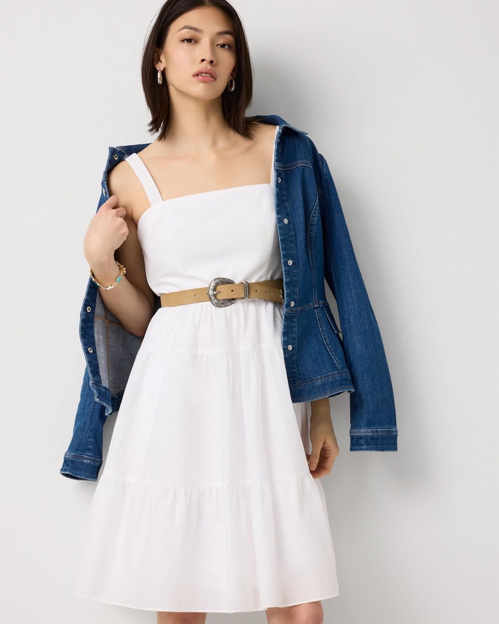 Petite Square Neck Cotton Dress