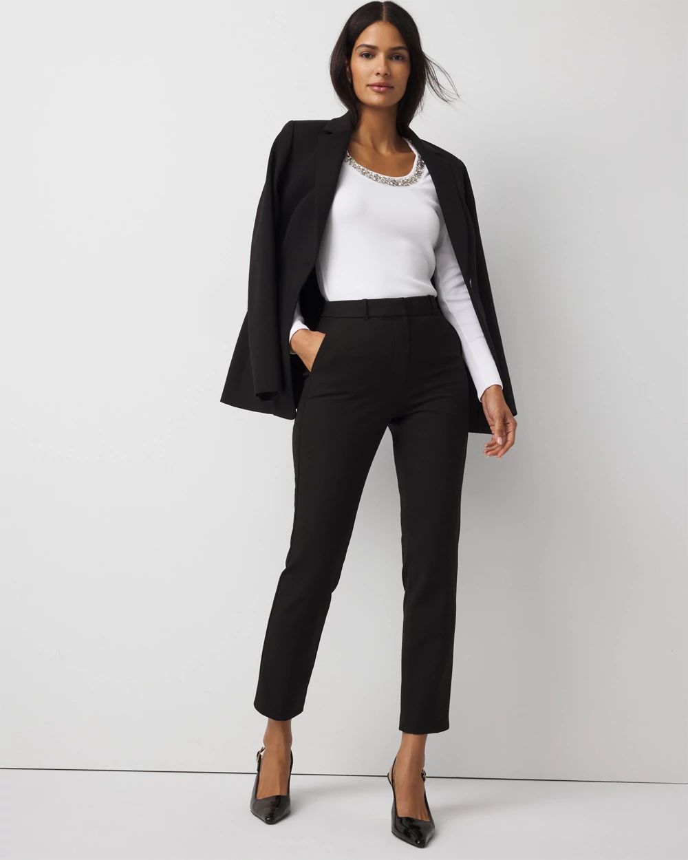 Rhinestone Scoop Neck Rib-Knit Tee