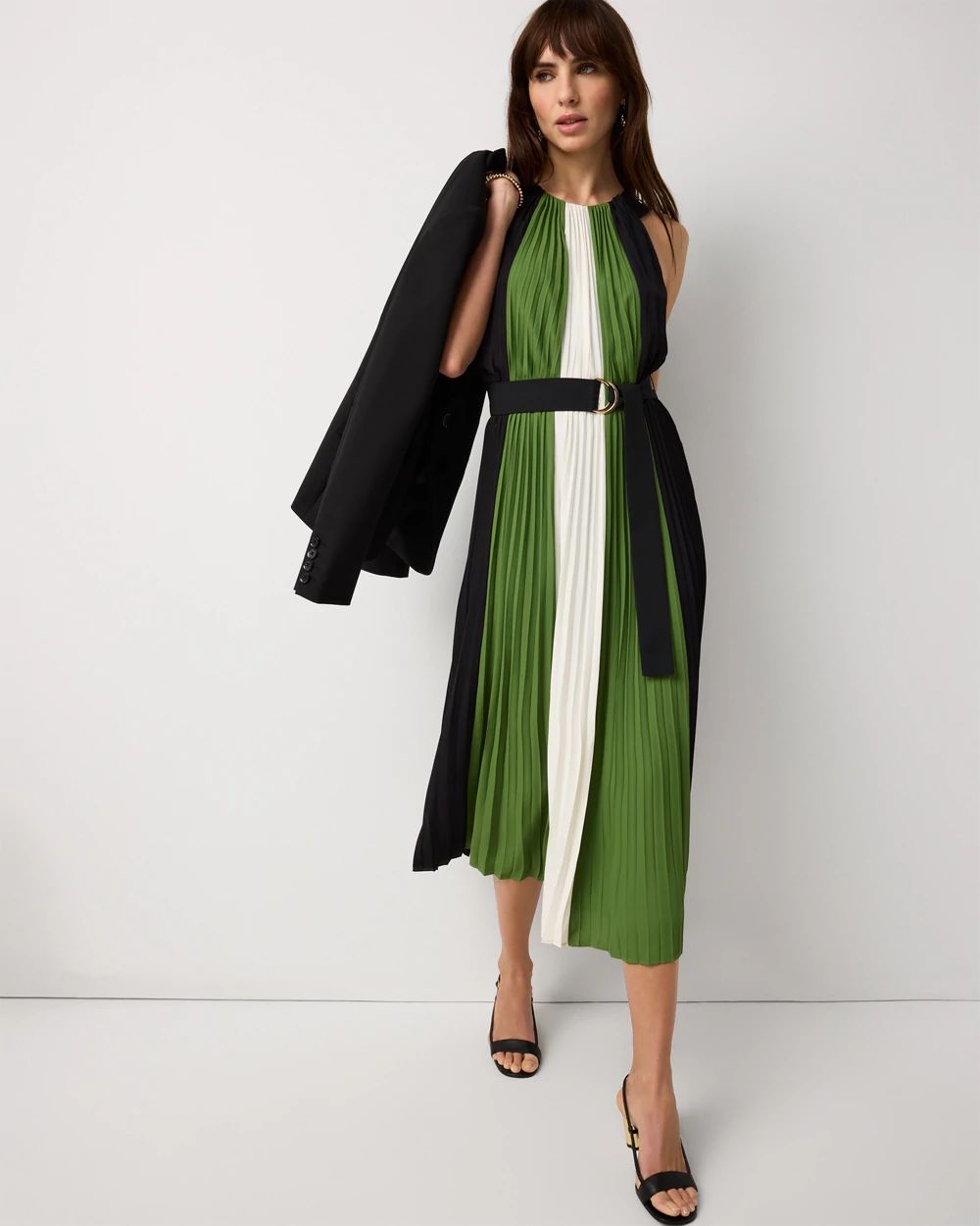 Petite Pleated Halter Maxi Dress